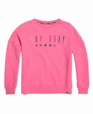 Superdry Carly Carnival Embroidered Crew Női Pulóver Rózsaszín | NRDTC0854